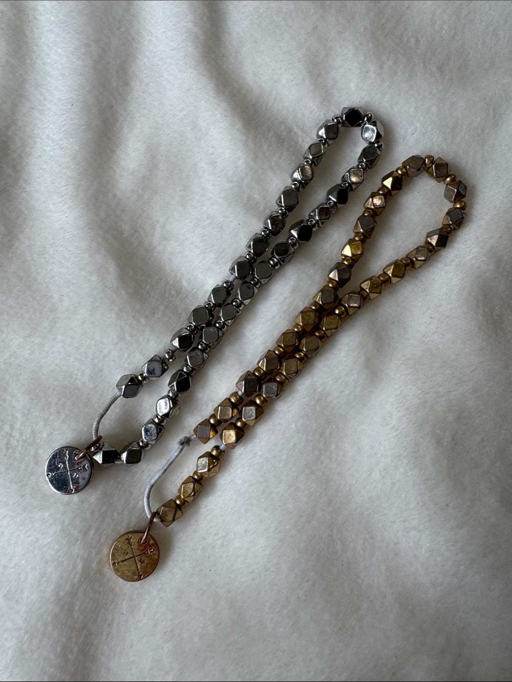 Adorable. U Metallic Silver and Gold Beaded Bracelet set